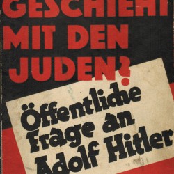 Lieblich, Karl: Was geschieht mit den Juden. Öffentliche Frage an Adolf Hitler, Stuttgart: Zonen-Verlag, 1932