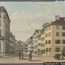 Steinenvorstadt vom Barfüsserplatz her (1882) 
