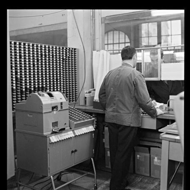Billetdruckautomat SBB, 9. Februar 1968. Staatsarchiv Basel-Stadt,BSL 1013 1-3598 1