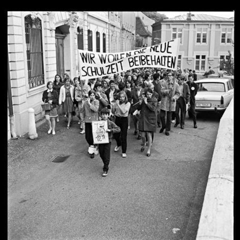 Schülerdemonstration, 11. Juni 1968. Staatsarchiv Basel-Stadt, BSL 1013 1-3728 1