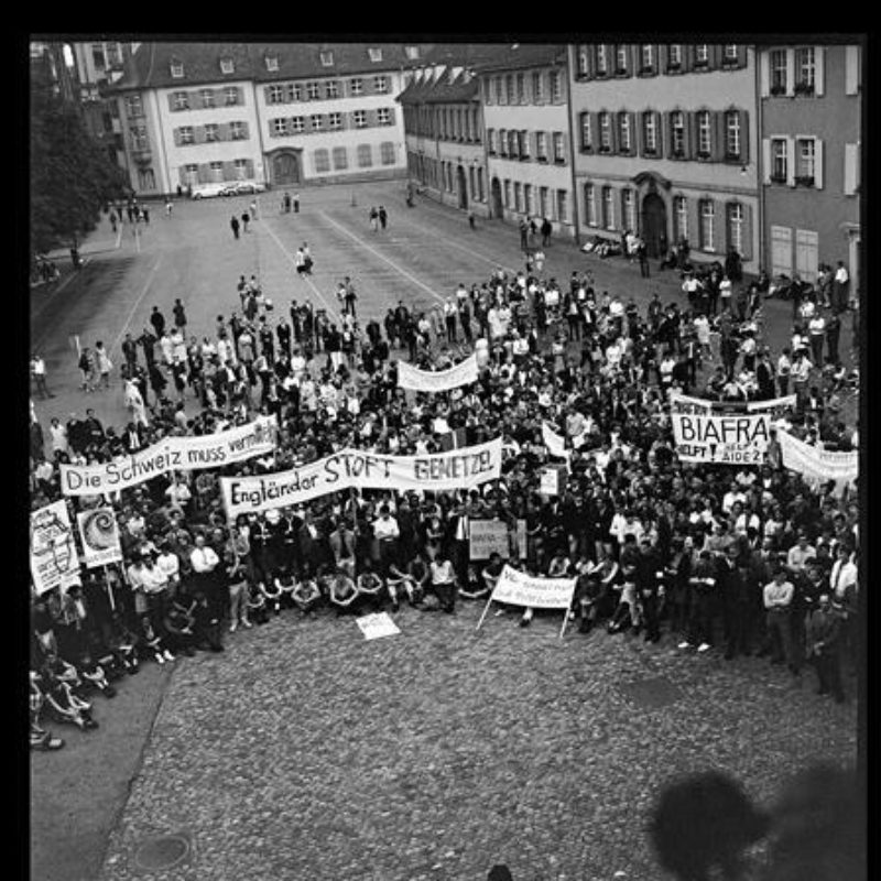 Biafra-Demonstration, 4. Juli 1968. Staatsarchiv Basel-Stadt, BSL 1013 1-3763 1