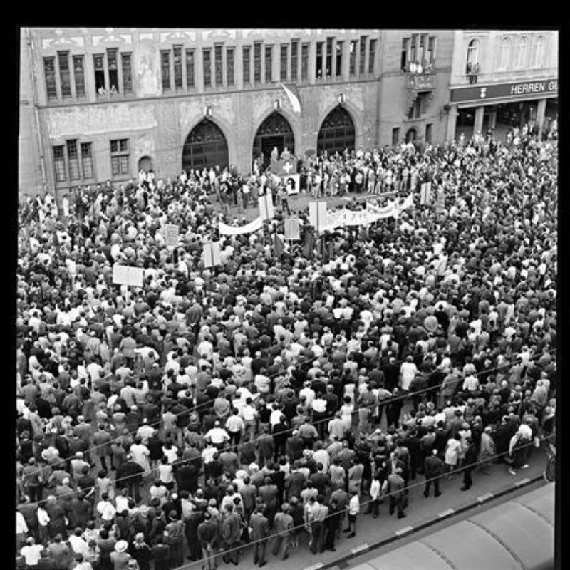 Demonstration für Tschechoslowakei, 21. August 1968. Staatsarchiv Basel-Stadt, BSL 1013 1-3820 1